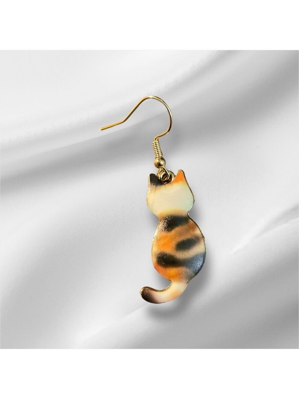 Calico Cat Dangle Earrings - Picture 3 of 3